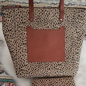 Universal Thread Leopard Tote and Wallet Set